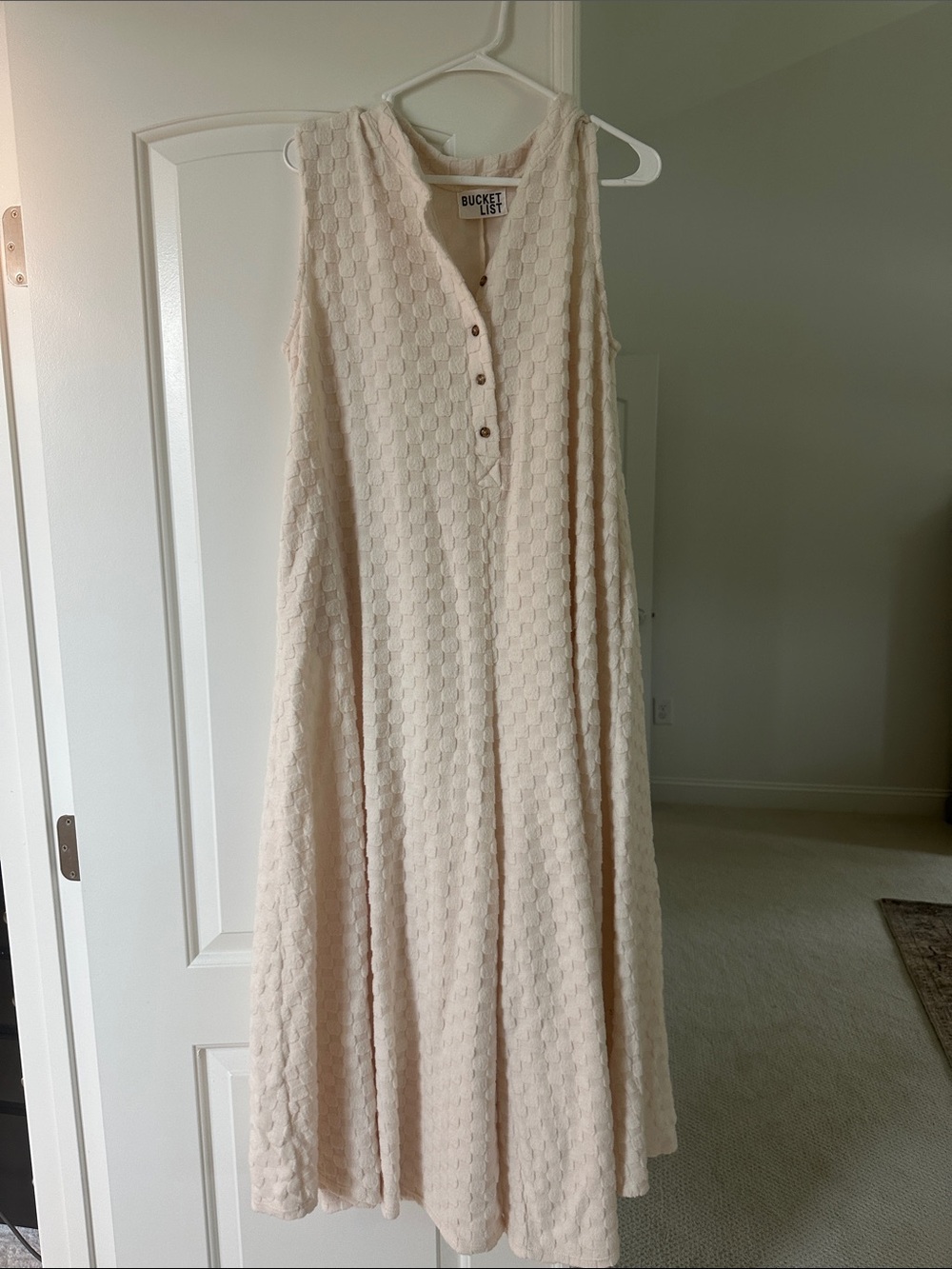 BUCKETLIST Cream Sleeveless Textured Maxi Jumpsuit